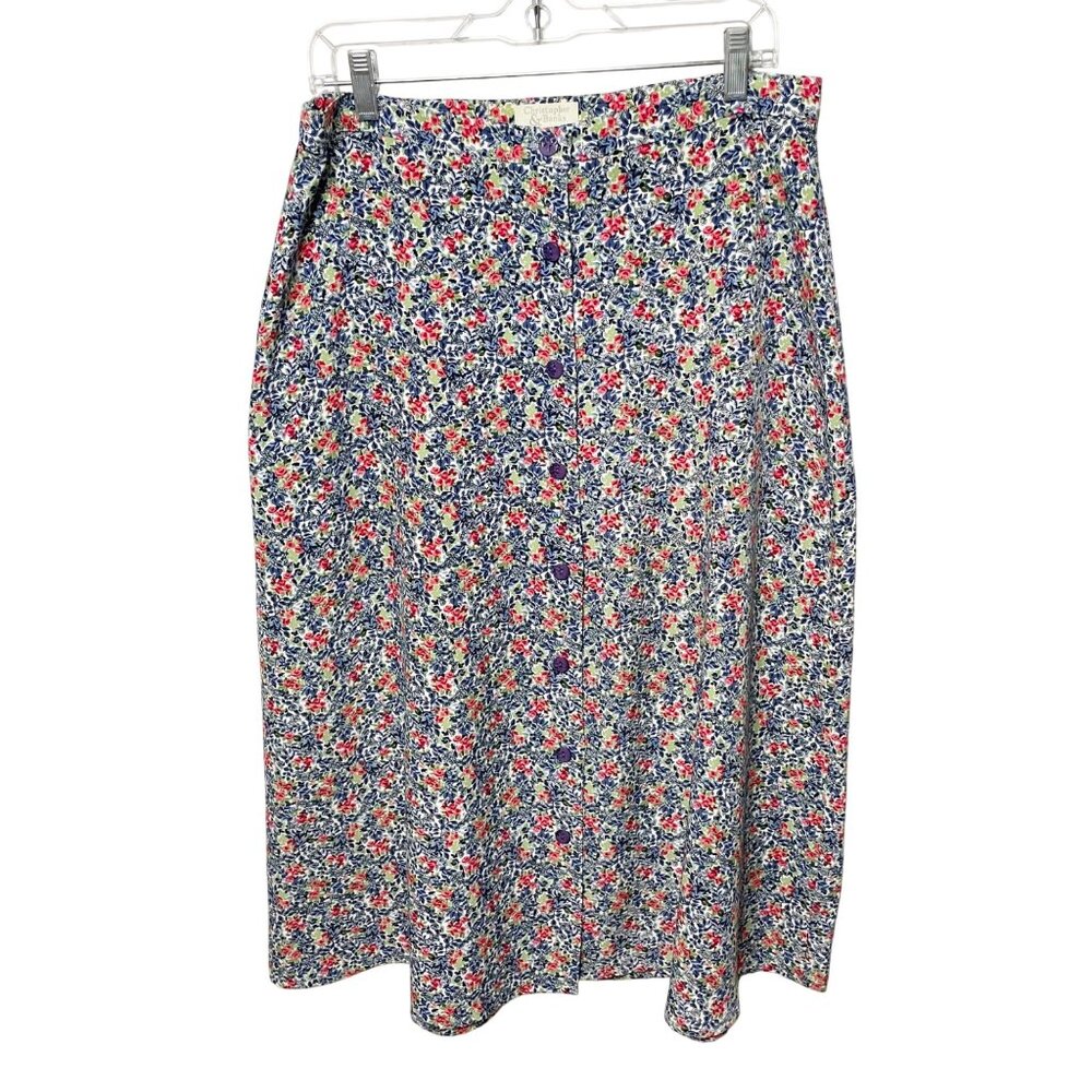 Vintage Y2K Christopher & Banks Midi Skirt Women's Size 10 Floral Print Cottage